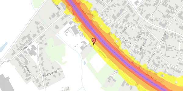 Trafikstøjkort på Ådalsvej 16, 8870 Langå