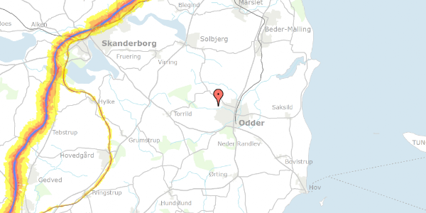 Trafikstøjkort på Snærildvej 224, 8300 Odder