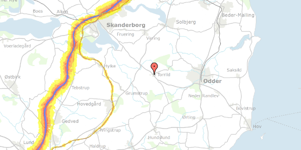 Trafikstøjkort på Vandværksvej 19, 8300 Odder