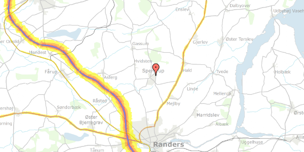Trafikstøjkort på Haldvej 8, 8981 Spentrup