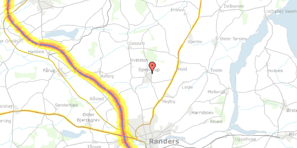 Trafikstøjkort på Haldvej 13, 8981 Spentrup