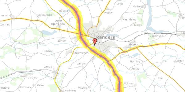 Trafikstøjkort på Ahlbakken 2, 8940 Randers SV