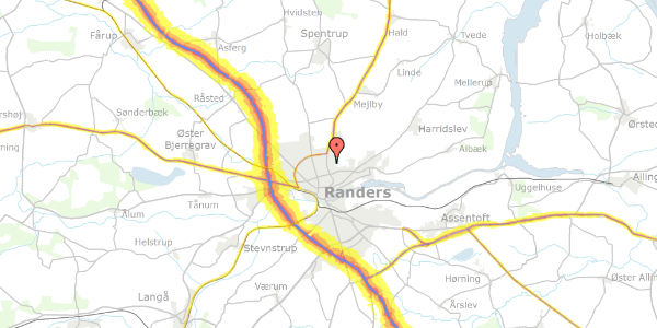 Trafikstøjkort på Akacievej 3, 8930 Randers NØ