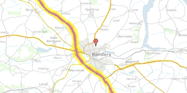 Trafikstøjkort på Akacievej 8, 8930 Randers NØ