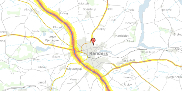 Trafikstøjkort på Akacievej 14, 8930 Randers NØ