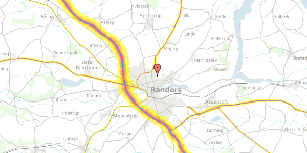 Trafikstøjkort på Akacievej 16, 8930 Randers NØ