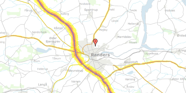 Trafikstøjkort på Akacievej 21, 8930 Randers NØ