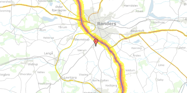 Trafikstøjkort på Amstrupgårdsvej 2, 8940 Randers SV