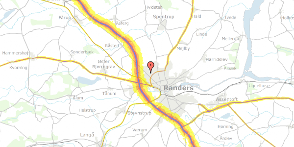 Trafikstøjkort på Anisvej 10, 8920 Randers NV