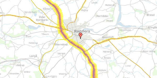 Trafikstøjkort på Asser Rigs Vej 1D, 8960 Randers SØ