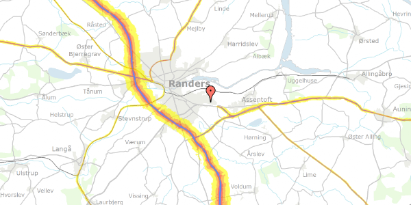 Trafikstøjkort på Astridsminde 4, 8960 Randers SØ
