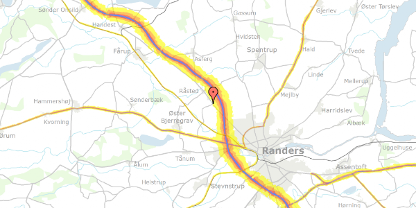 Trafikstøjkort på Bavnehøjsvej 18, 8920 Randers NV