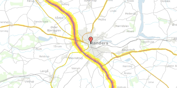 Trafikstøjkort på Blegdammen 5, st. 105, 8900 Randers C