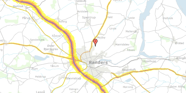 Trafikstøjkort på Blommevej 50, 8930 Randers NØ