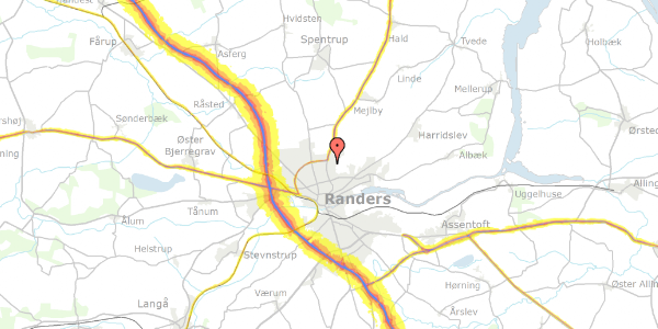 Trafikstøjkort på Blåregnvej 25, 8930 Randers NØ