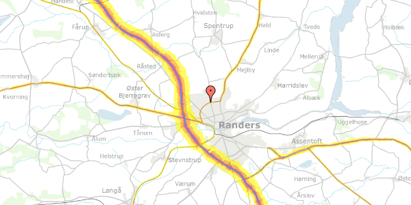 Trafikstøjkort på Boghvedevej 11, 8920 Randers NV