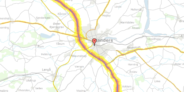 Trafikstøjkort på Bojesvej 5, 8940 Randers SV