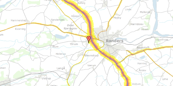 Trafikstøjkort på Bregnevej 5, 8920 Randers NV