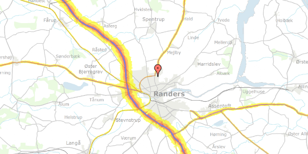 Trafikstøjkort på Brigadevej 17, 1. th, 8930 Randers NØ