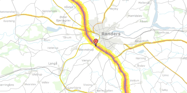 Trafikstøjkort på Bysmedien 16, 8940 Randers SV