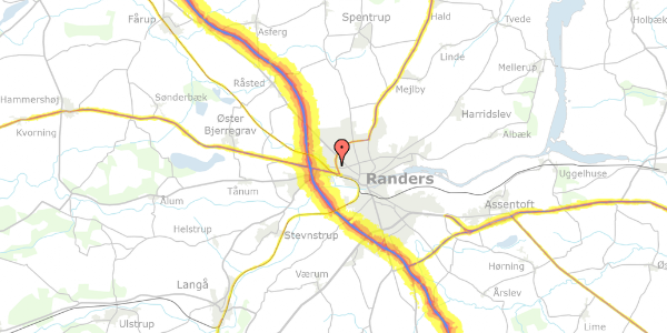 Trafikstøjkort på Bødkervej 1, 8920 Randers NV