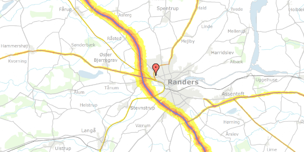 Trafikstøjkort på Bødkervej 10, 8920 Randers NV