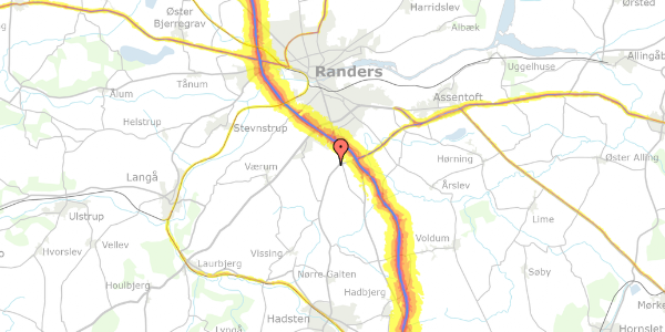 Trafikstøjkort på Bøgelundsvej 8, 8940 Randers SV