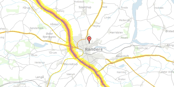 Trafikstøjkort på Christiansborgvej 12, 8930 Randers NØ
