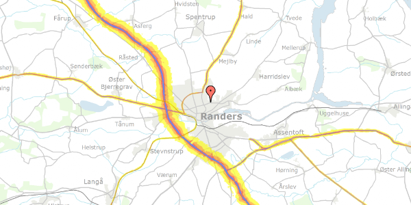 Trafikstøjkort på Christiansborgvej 14, 8930 Randers NØ