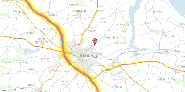 Trafikstøjkort på Demstrupvej 71, 8930 Randers NØ