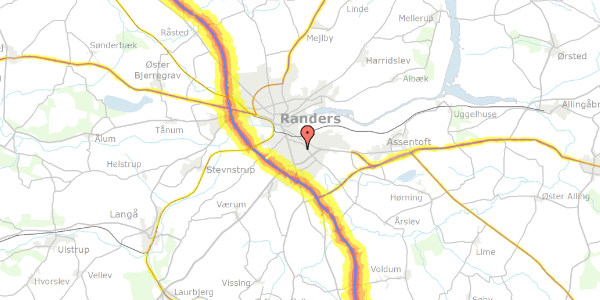 Trafikstøjkort på Dronning Margrethes Vej 14, 8960 Randers SØ