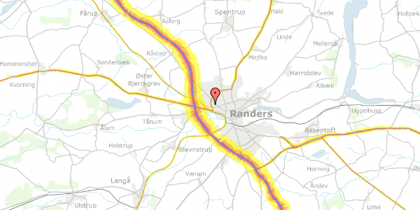 Trafikstøjkort på Drejervej 11, 8920 Randers NV