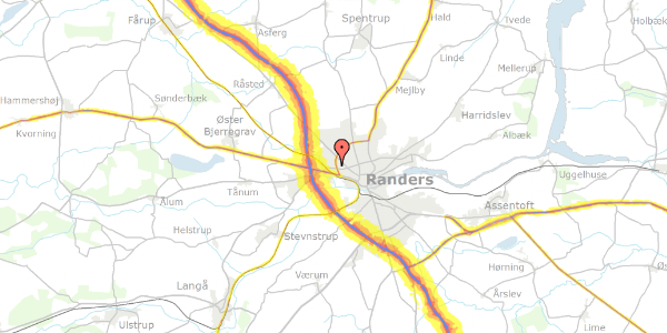 Trafikstøjkort på Farvervej 8, 8920 Randers NV