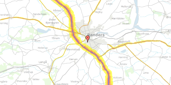 Trafikstøjkort på Fruerbakken 18, 8940 Randers SV