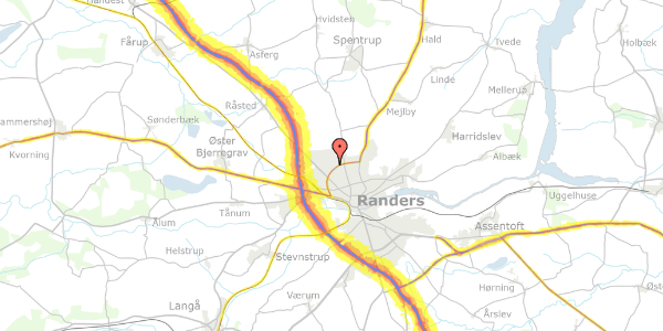 Trafikstøjkort på Frøvangen 20, 8920 Randers NV