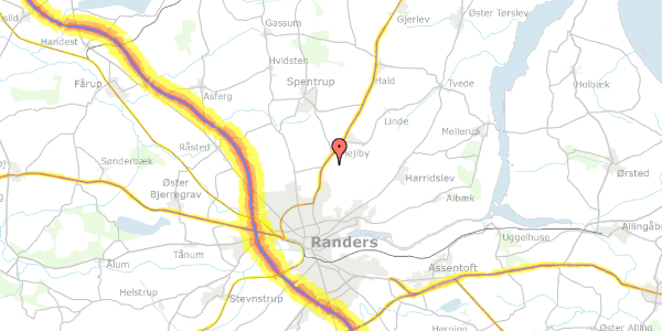 Trafikstøjkort på Gadekæret 5, 8930 Randers NØ