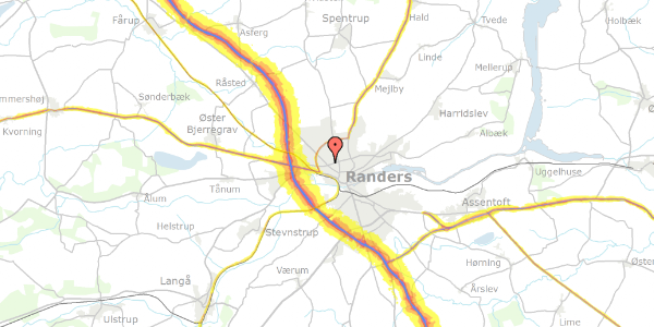 Trafikstøjkort på Gl. Hobrovej 8, 1. th, 8920 Randers NV