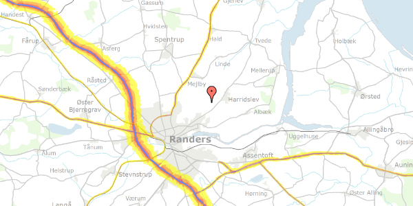 Trafikstøjkort på Gimmingvej 5, 8930 Randers NØ