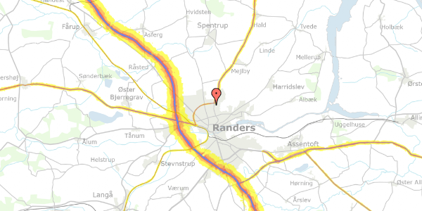 Trafikstøjkort på Glarbjergvej 95, 1. th, 8930 Randers NØ