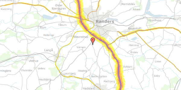 Trafikstøjkort på Grenvænget 9, 8940 Randers SV