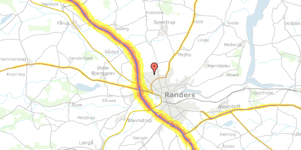 Trafikstøjkort på Grønlystvej 3, 8920 Randers NV