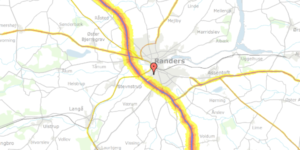 Trafikstøjkort på Helgenæsvej 8, 8940 Randers SV