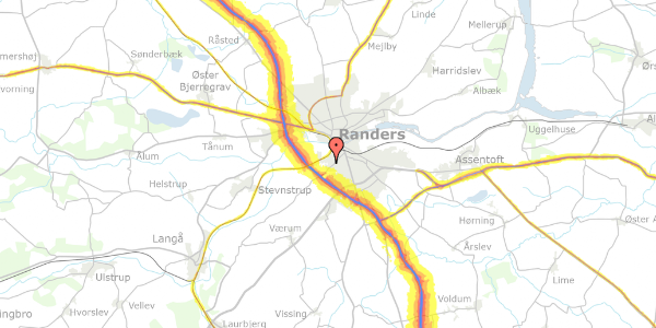 Trafikstøjkort på Helgenæsvej 11, 8940 Randers SV