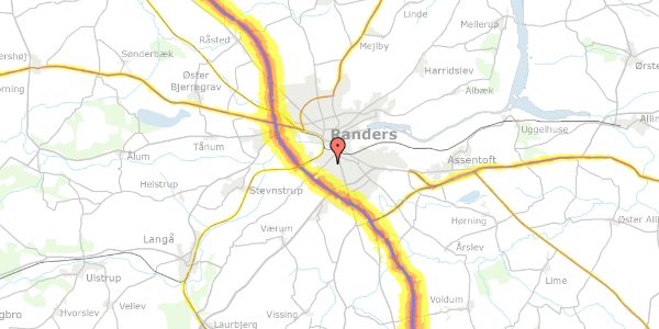 Trafikstøjkort på Herningvej 10, 8940 Randers SV