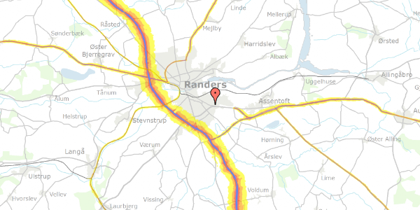 Trafikstøjkort på Hjortevej 40, 8960 Randers SØ