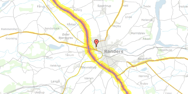 Trafikstøjkort på Hjulmagervej 18, 8920 Randers NV