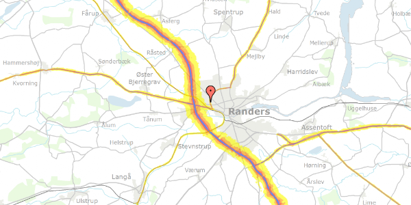 Trafikstøjkort på Hjulmagervej 19, 8920 Randers NV