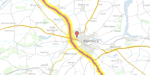 Trafikstøjkort på Hjulmagervej 22, 8920 Randers NV