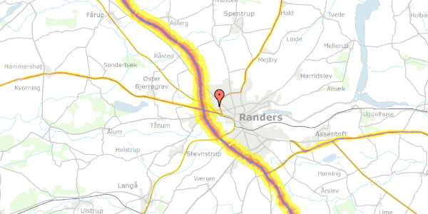 Trafikstøjkort på Hjulmagervej 36, 8920 Randers NV