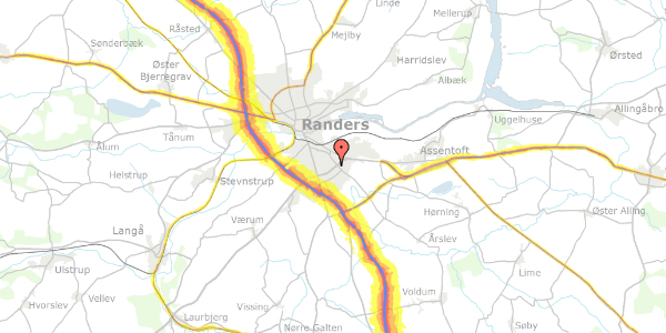 Trafikstøjkort på Holger Danskes Vej 28, 8960 Randers SØ